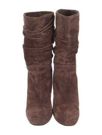 Louis Vuitton Suede Leather Trim Embellishment Slouch Boots