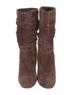 Louis Vuitton Suede Leather Trim Embellishment Slouch Boots