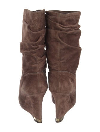 Louis Vuitton Suede Leather Trim Embellishment Slouch Boots