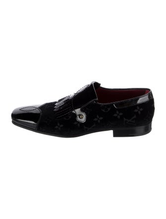 Louis Vuitton Monogram Pattern Velvet Dress Loafers