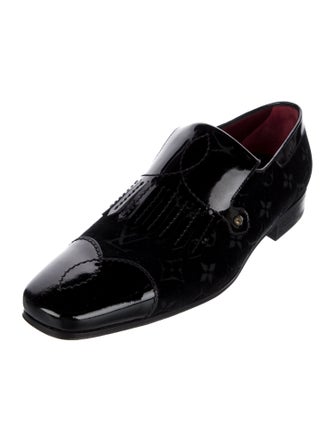 Louis Vuitton Monogram Pattern Velvet Dress Loafers