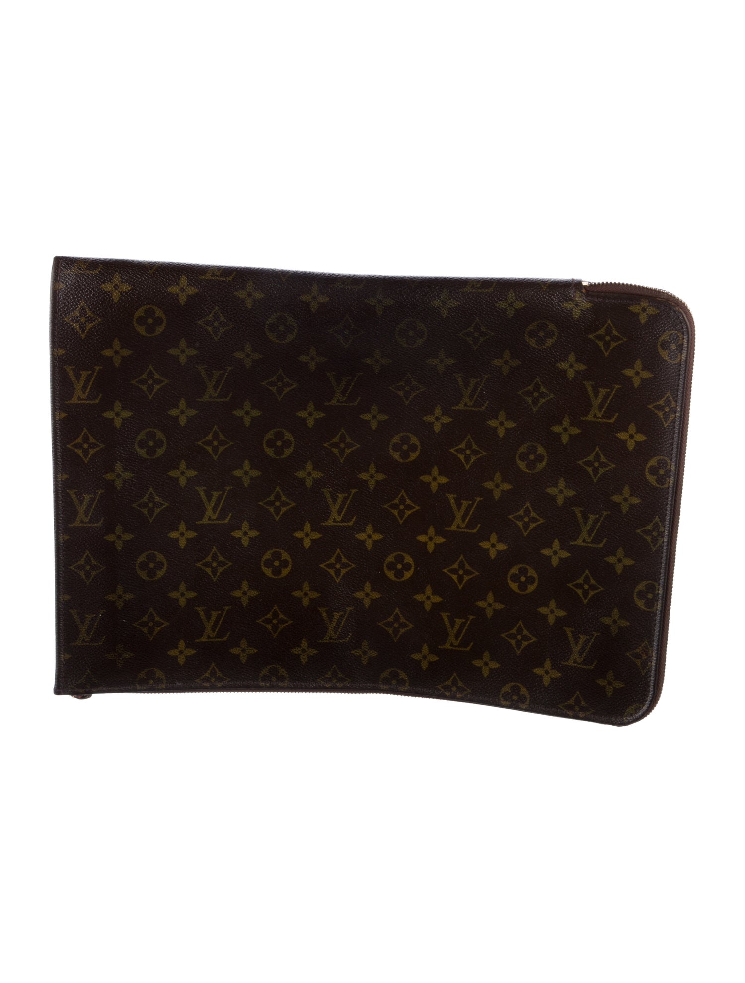 Louis Vuitton Leather Monogram Pattern Print Laptop Case