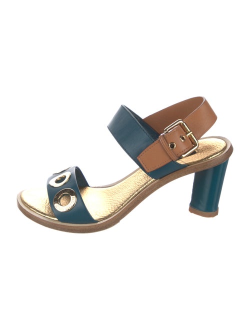 Louis Vuitton Leather Colorblock Pattern Slingback Sandals