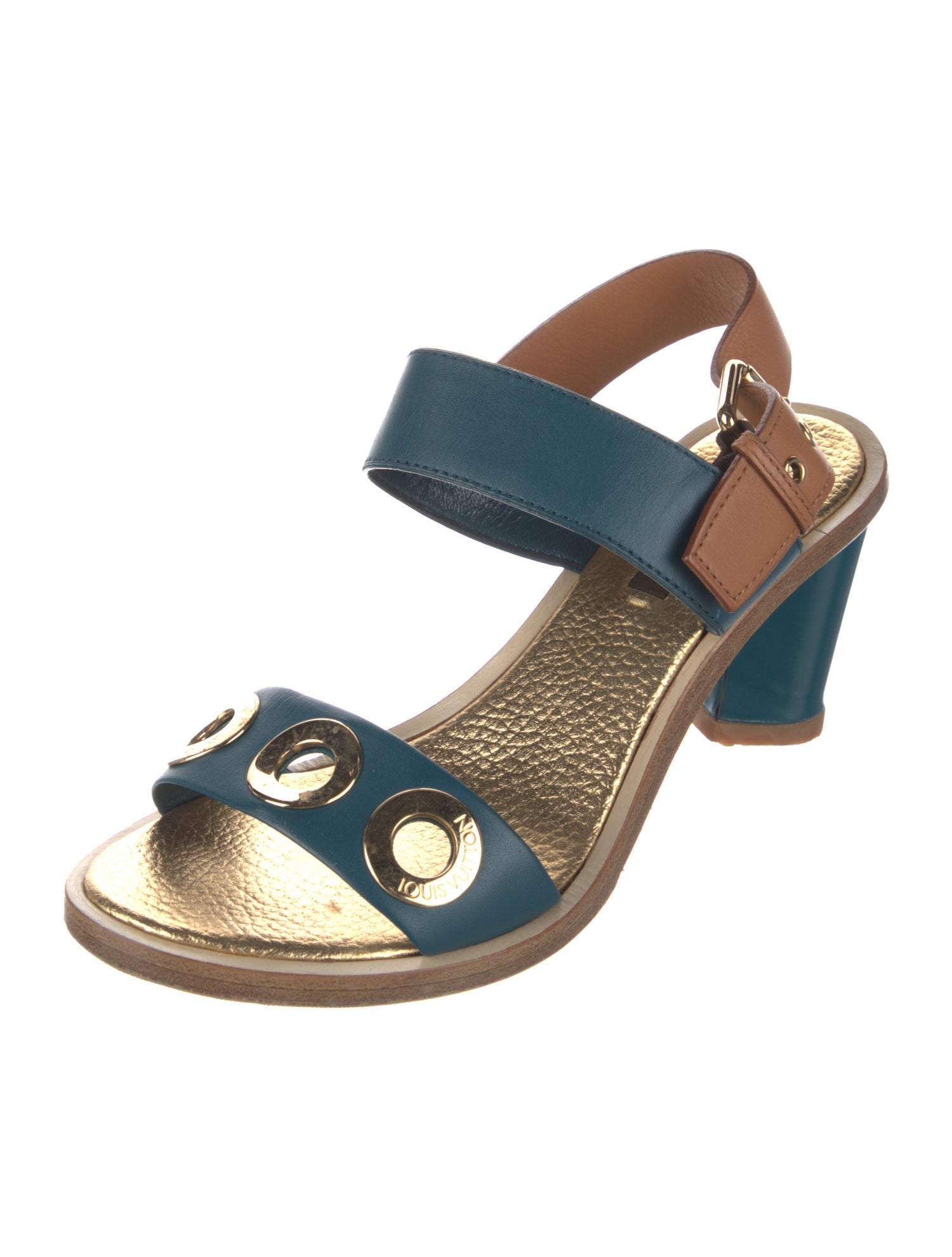 Louis Vuitton Leather Colorblock Pattern Slingback Sandals