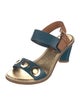 Louis Vuitton Leather Colorblock Pattern Slingback Sandals