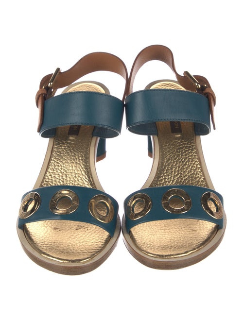 Louis Vuitton Leather Colorblock Pattern Slingback Sandals