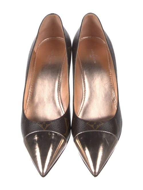 Louis Vuitton LV Monogram Leather Trim Embellishment Pumps