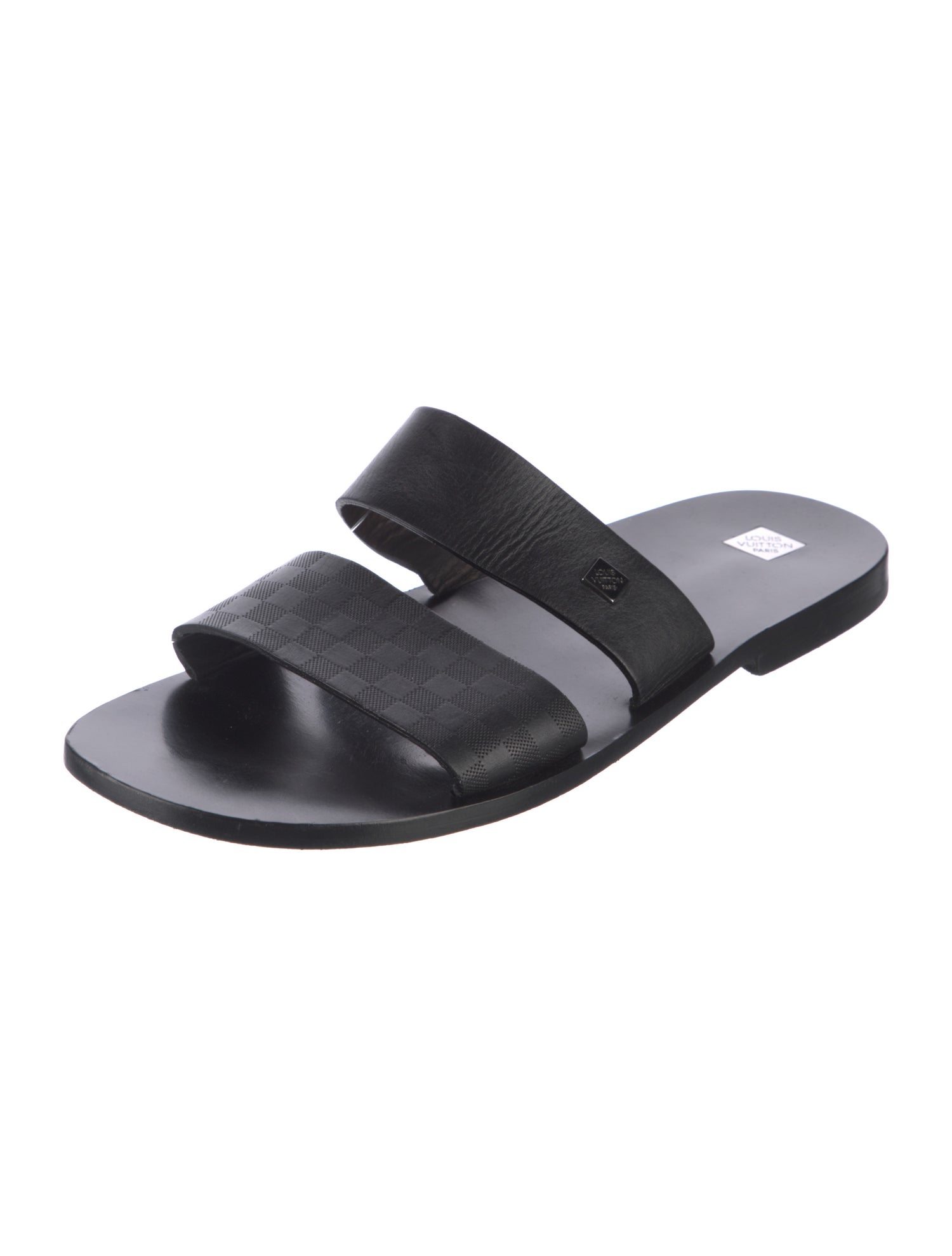 Louis Vuitton Leather Plaid Print Slides