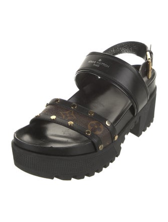 Louis Vuitton Monogram Pattern Leather Slingback Sandals