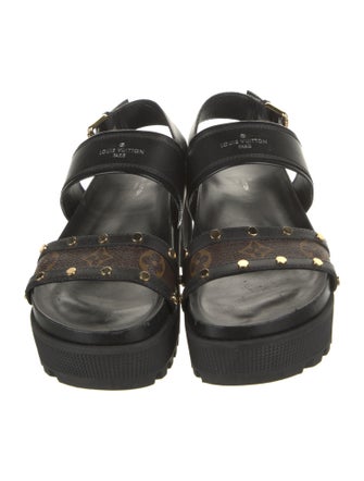 Louis Vuitton Monogram Pattern Leather Slingback Sandals