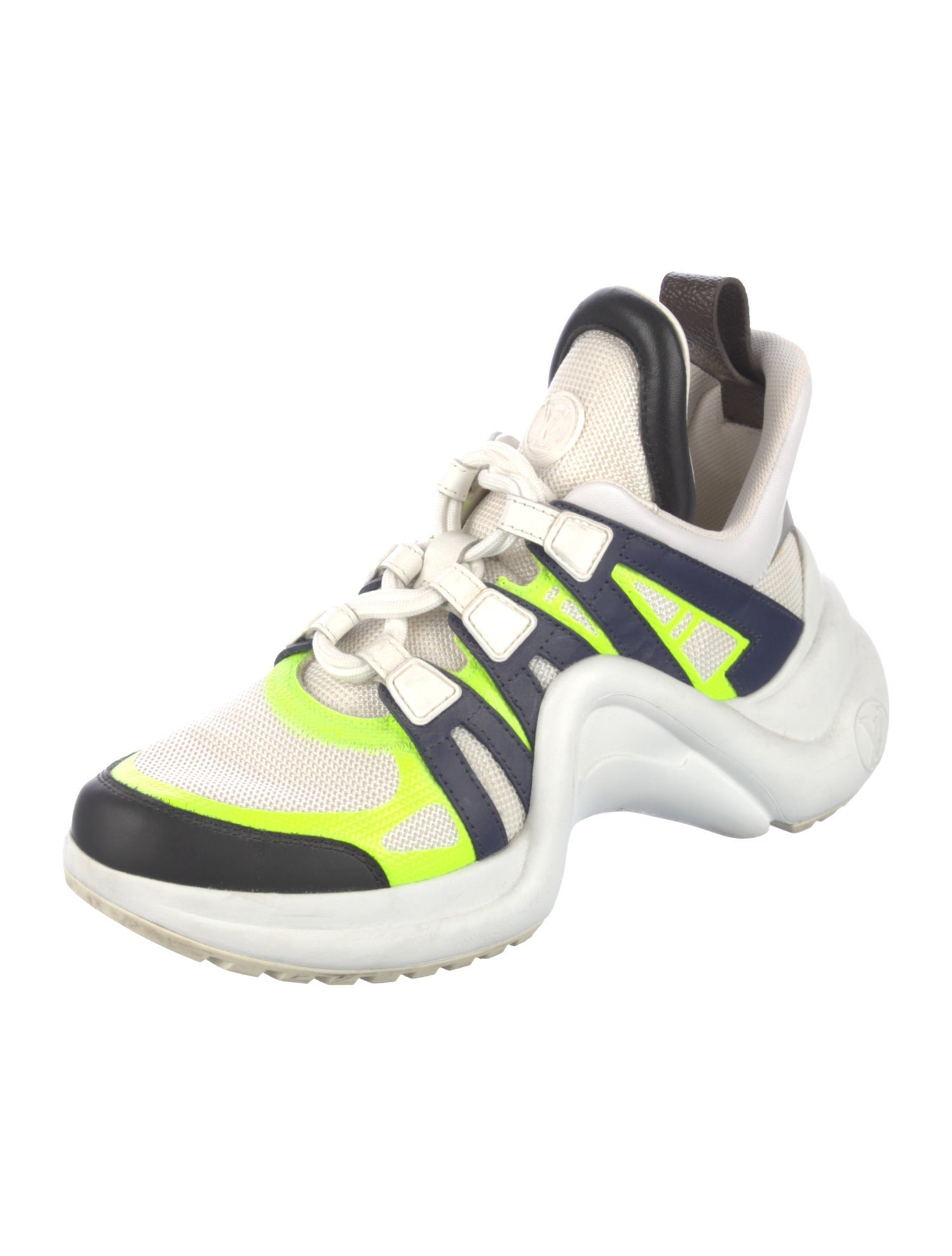 Louis Vuitton Leather Colorblock Pattern Chunky Sneakers