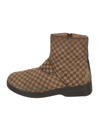 Louis Vuitton Damier Ebene Pattern Ponyhair Boots