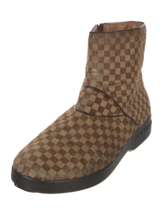 Louis Vuitton Damier Ebene Pattern Ponyhair Boots