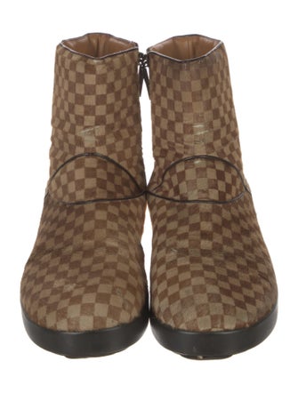 Louis Vuitton Damier Ebene Pattern Ponyhair Boots