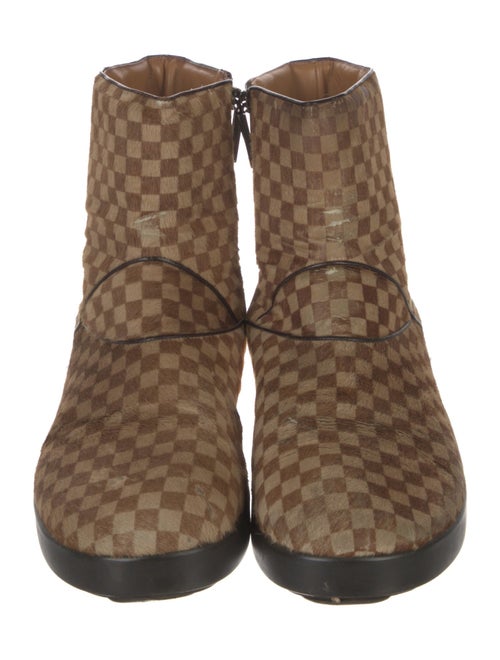 Louis Vuitton Damier Ebene Pattern Ponyhair Boots