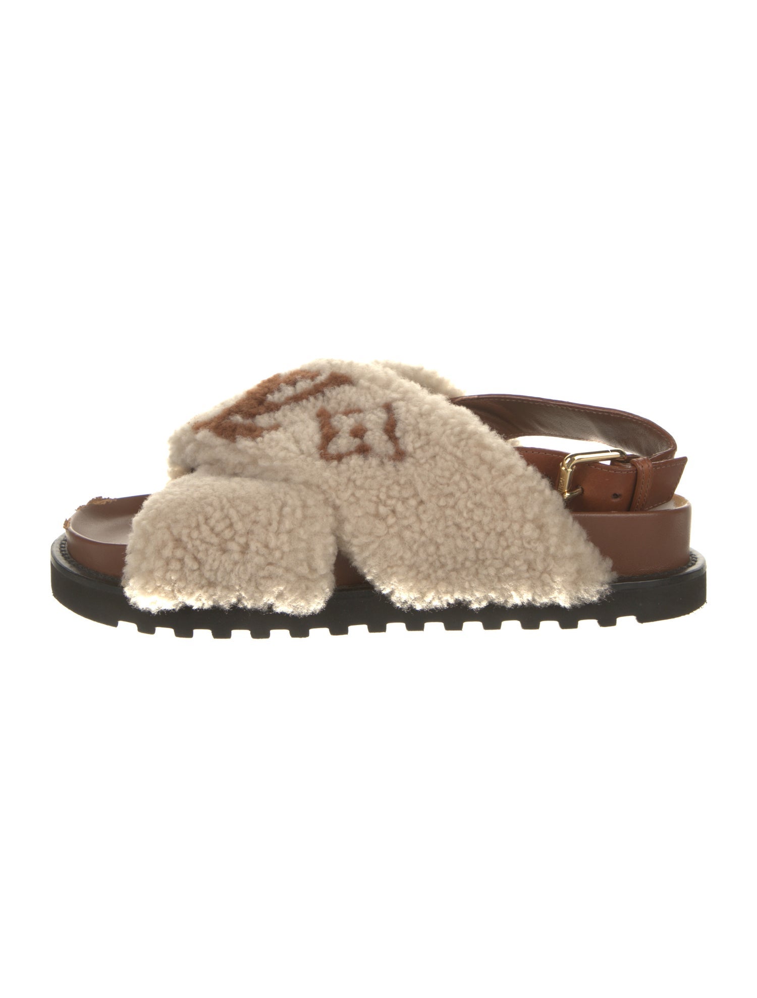 Louis Vuitton LV Monogram Shearling Slingback Sandals