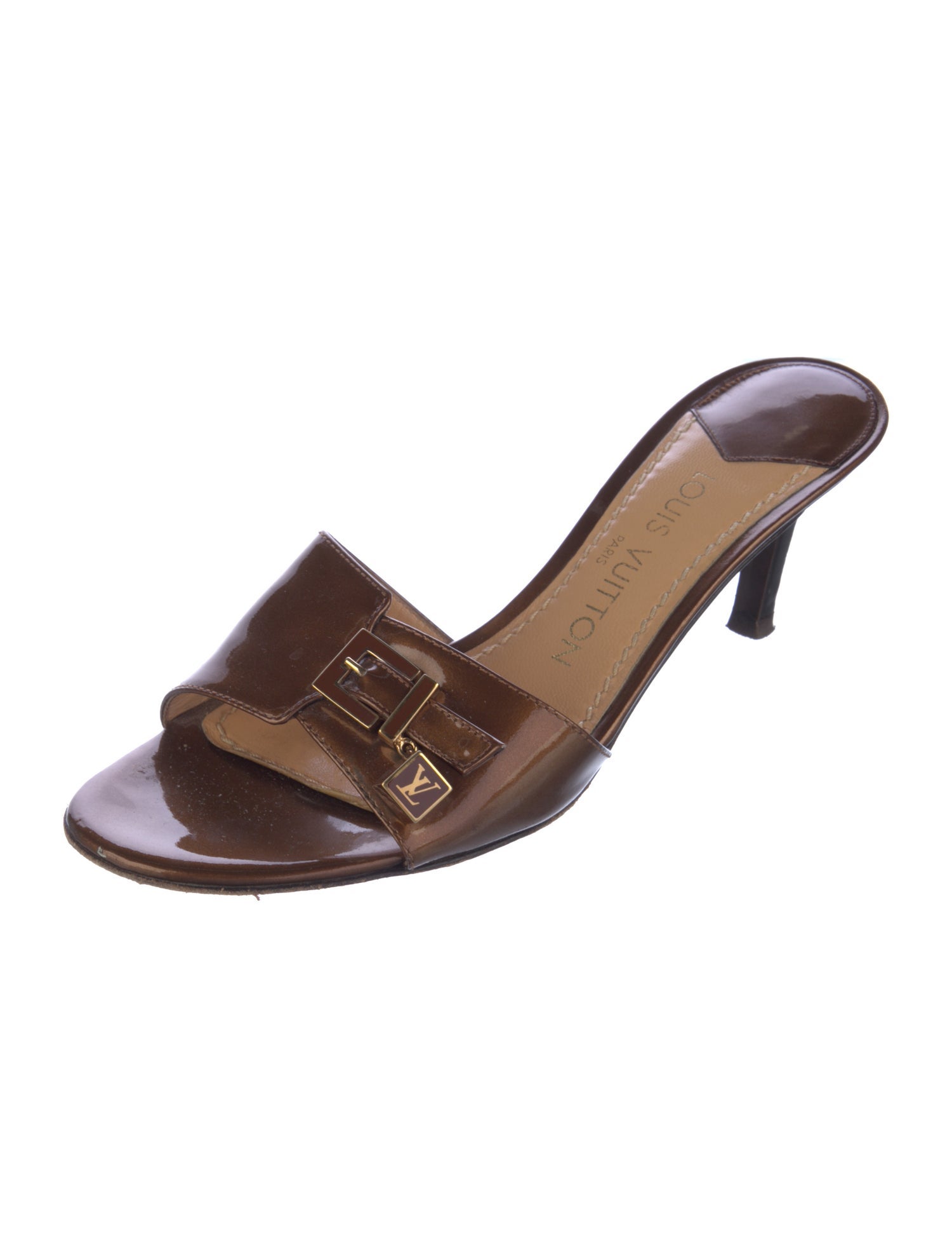 Louis Vuitton LV Monogram Patent Leather Slides