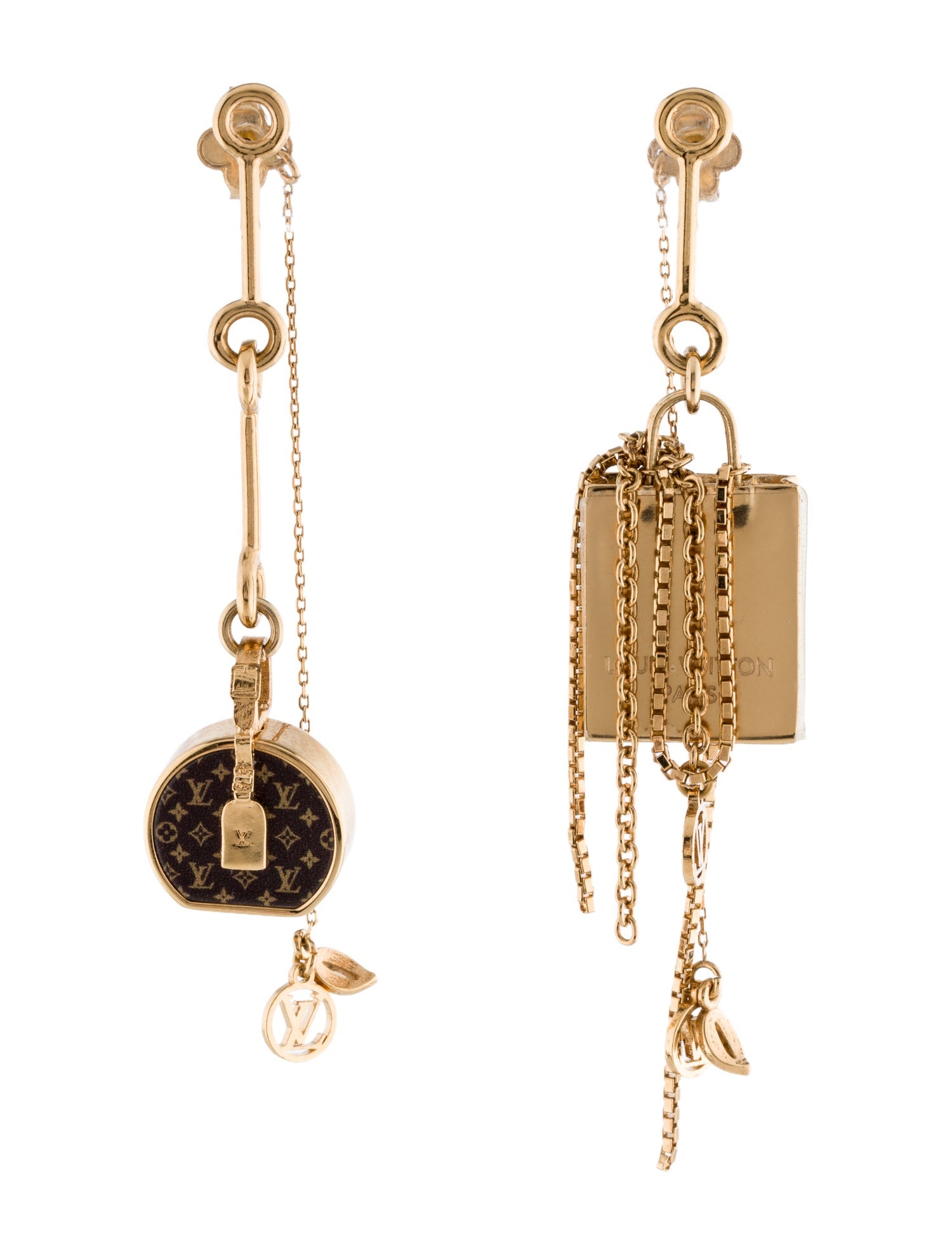 Louis Vuitton Mini LV Boite Chapeau Asymmetric Earrings