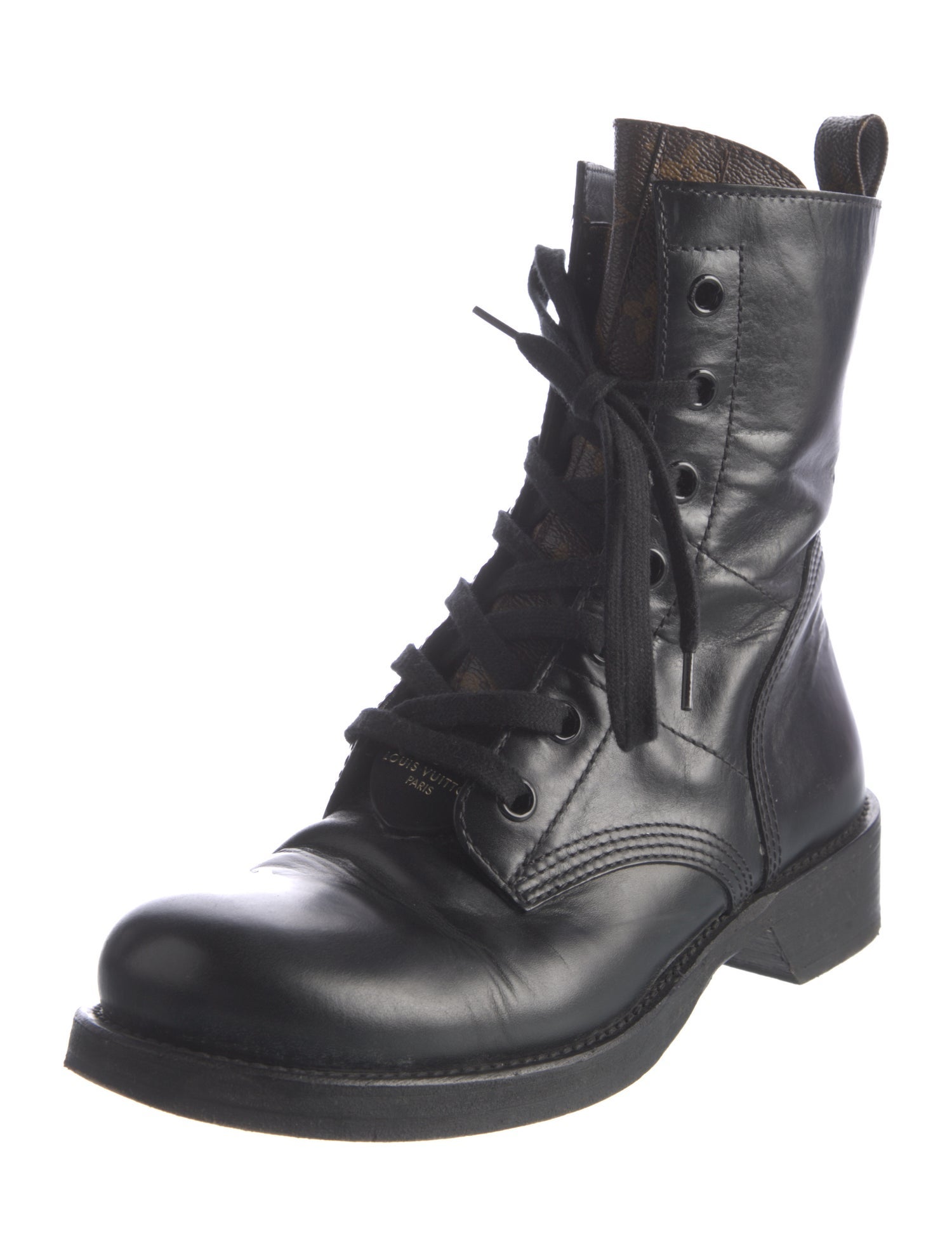 Louis Vuitton LV Monogram Leather Combat Boots