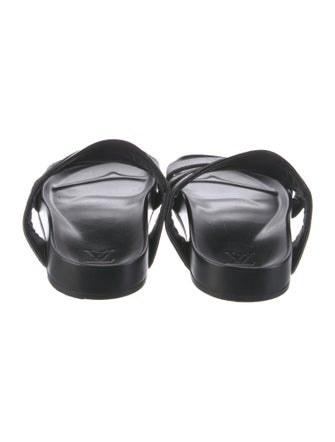 Louis Vuitton Monogram Eclipse Leather Trim Embellishment Slides