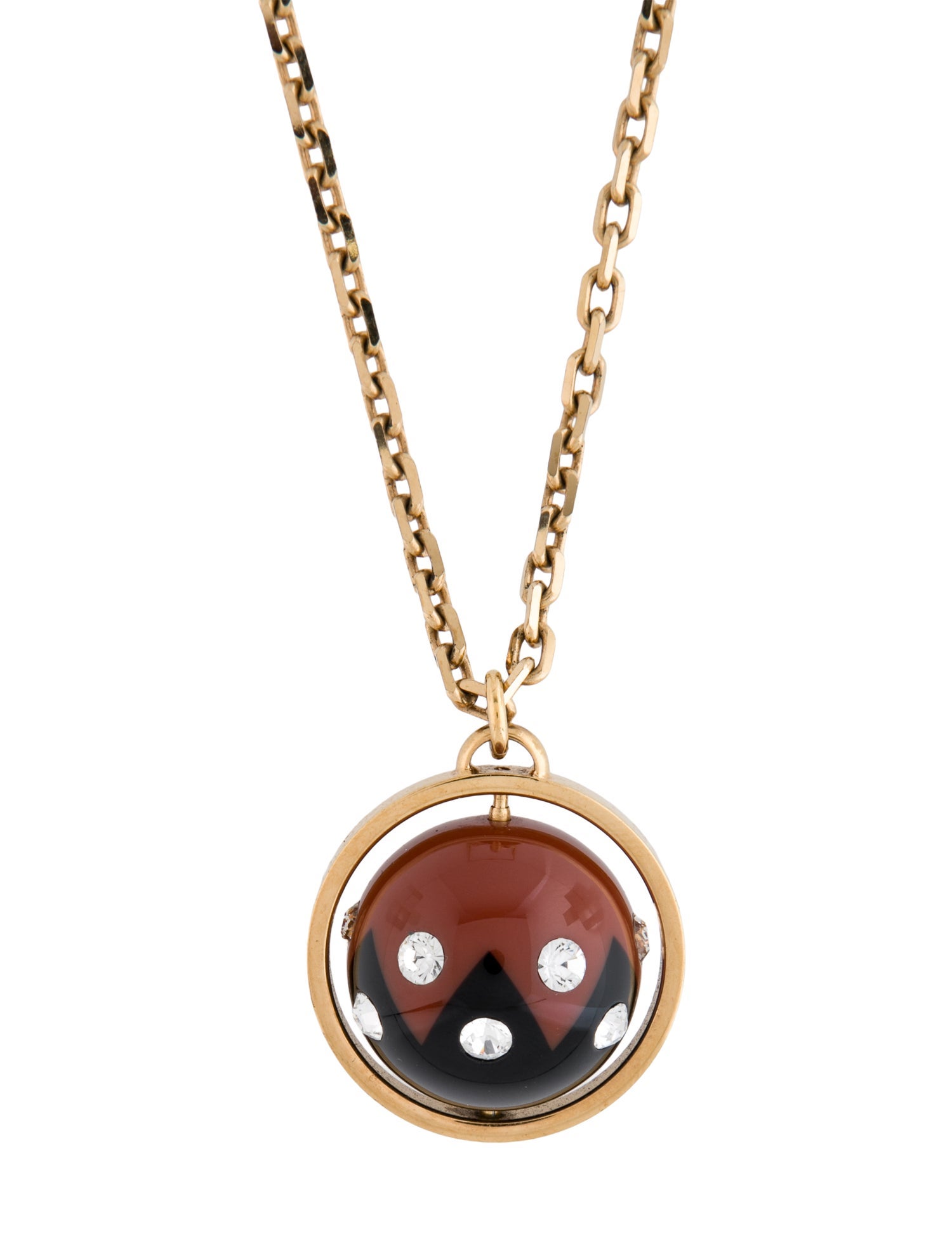 Louis Vuitton Crystal & Resin Spinning Sphere Circus Pendant Necklace