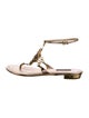 Louis Vuitton Leather Crystal Embellishments T-Strap Sandals