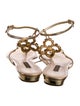 Louis Vuitton Leather Crystal Embellishments T-Strap Sandals