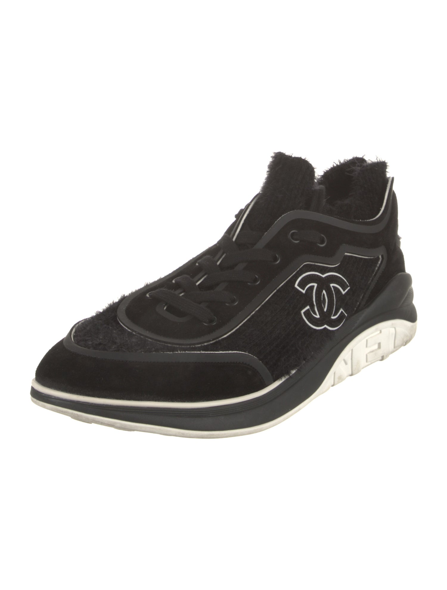 Chanel Interlocking CC Logo Suede Sneakers