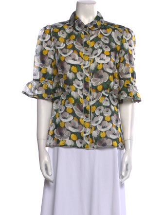 Louis Vuitton 2011 Floral Print Button-Up Top