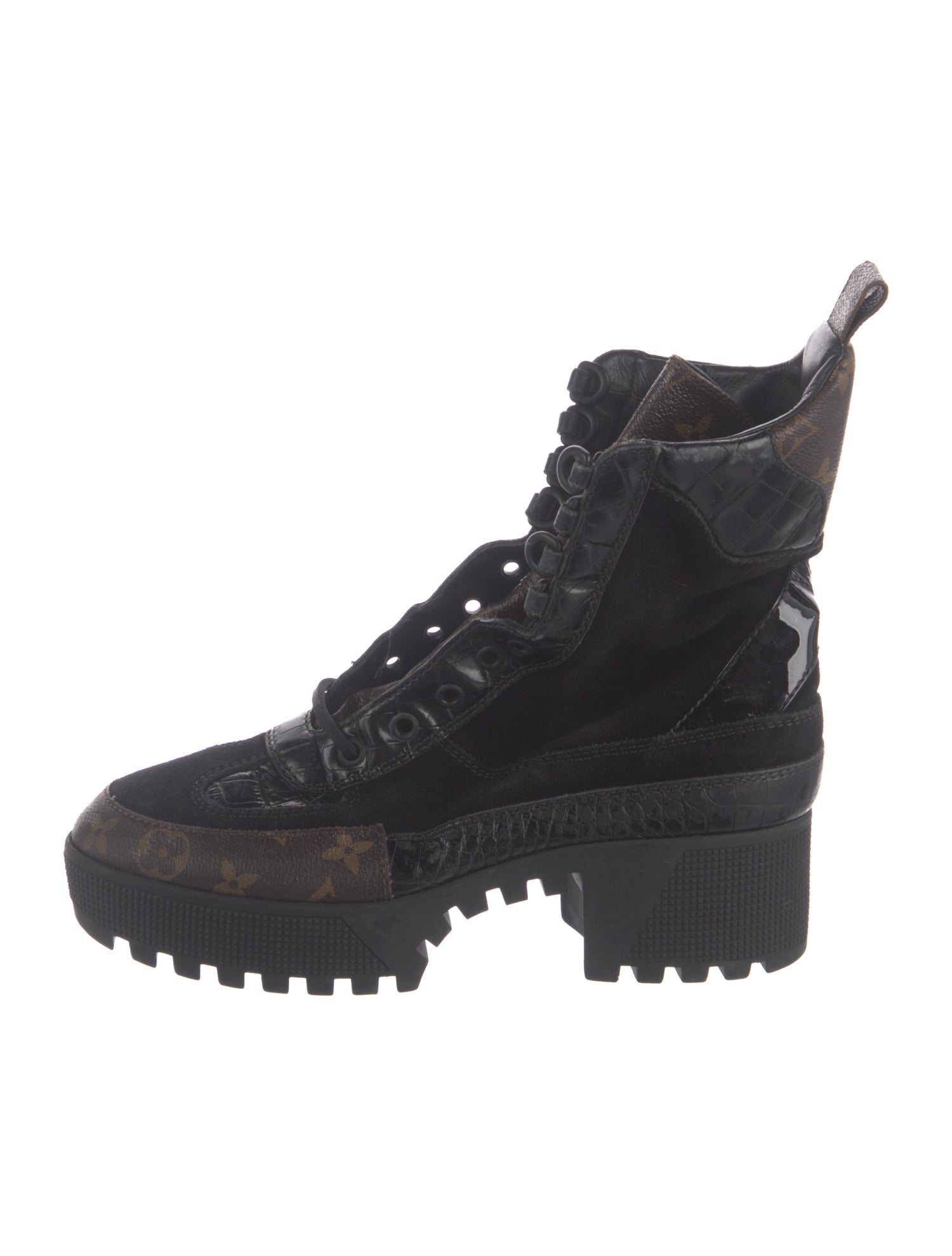 Louis Vuitton LV Monogram Suede Combat Boots