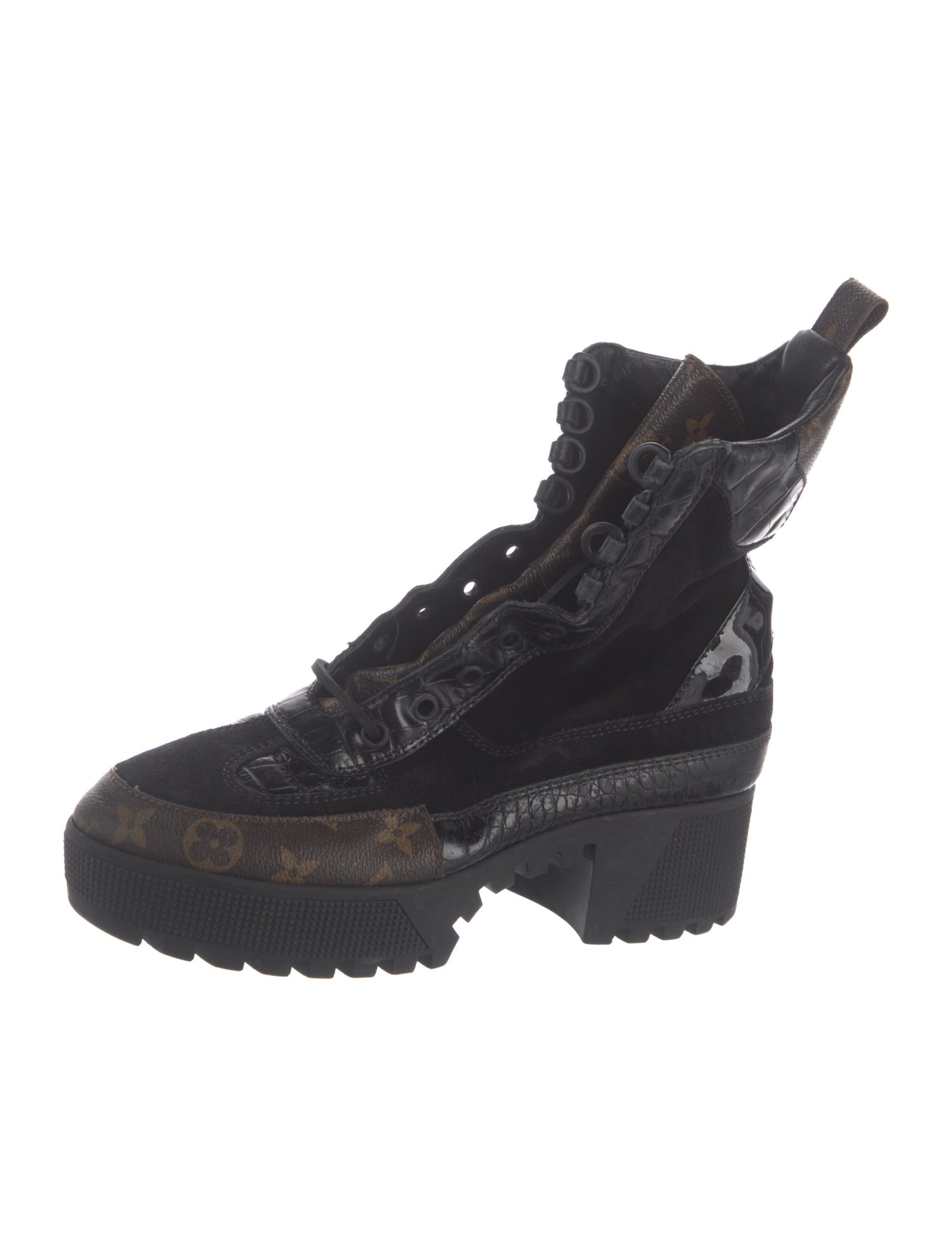 Louis Vuitton LV Monogram Suede Combat Boots
