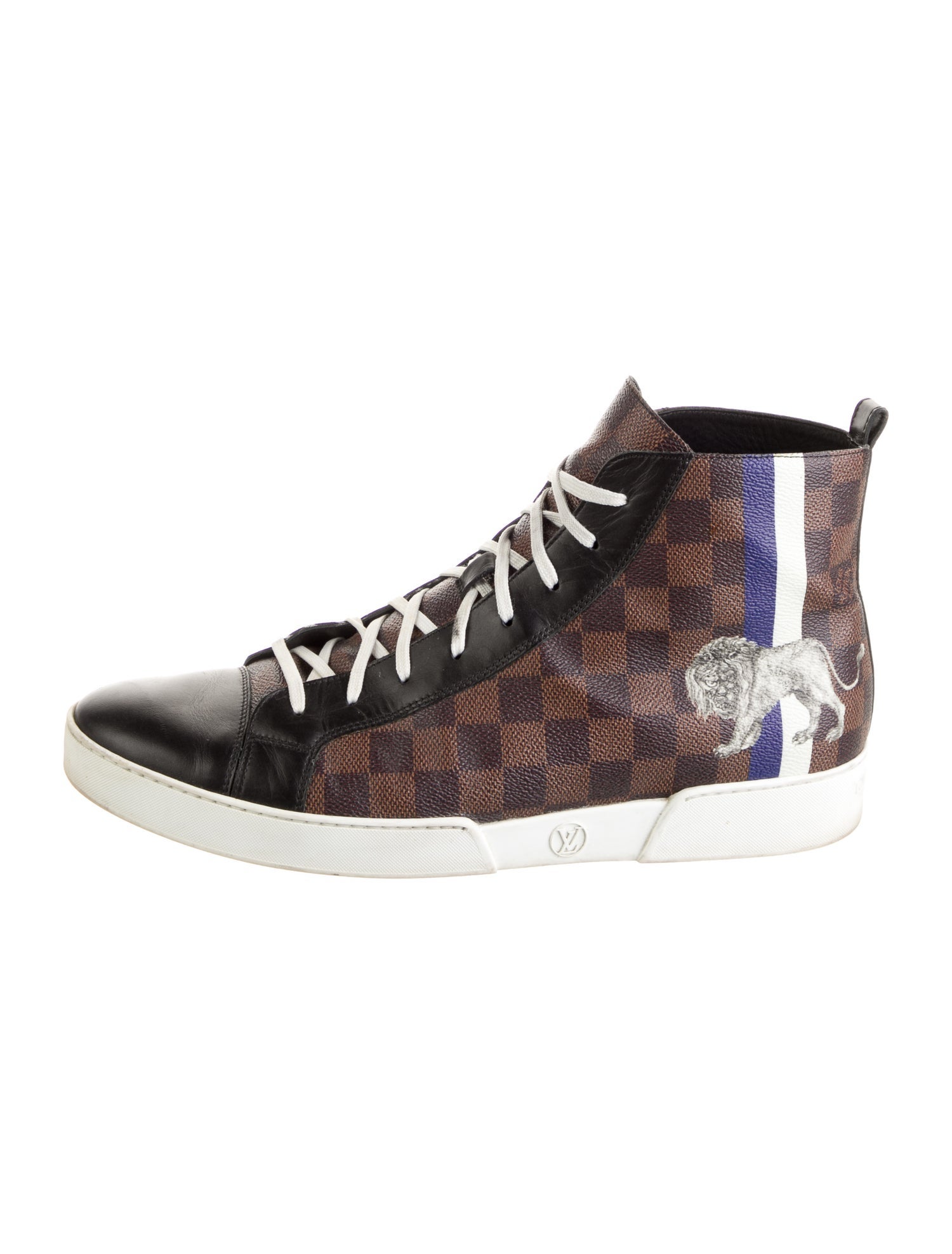 Louis Vuitton Damier Ebene Pattern Leather Sneakers