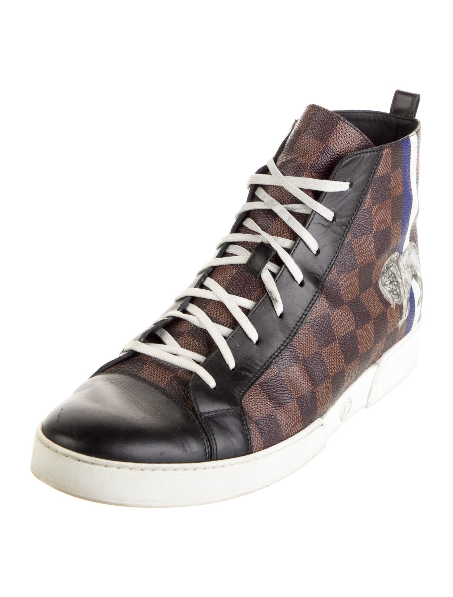 Louis Vuitton Damier Ebene Pattern Leather Sneakers