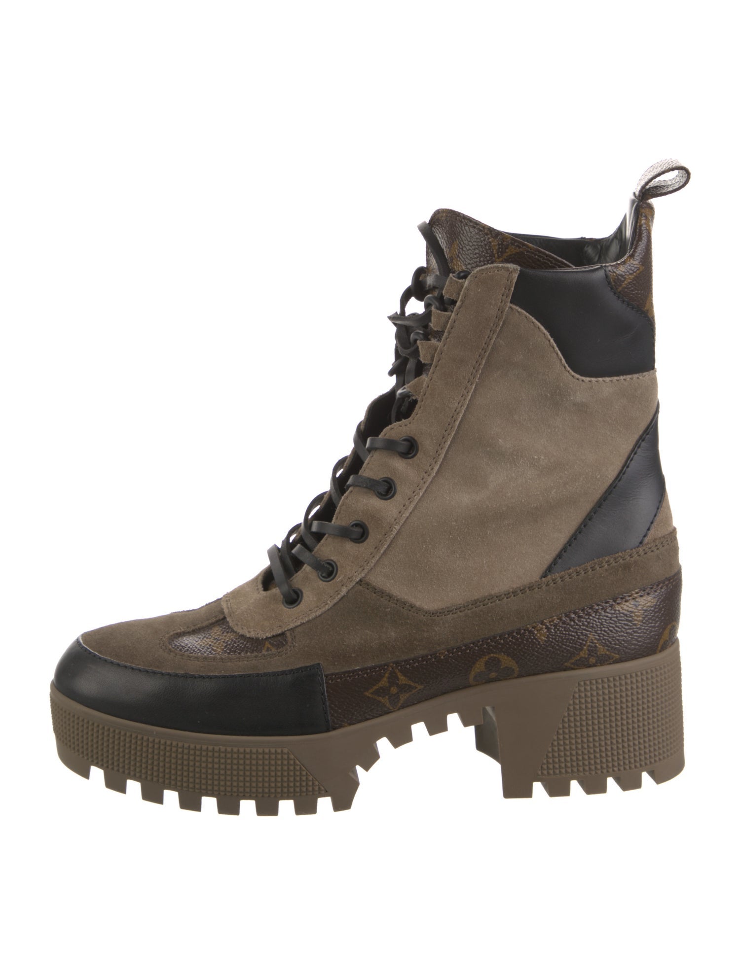 Louis Vuitton LV Monogram Suede Combat Boots