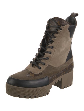 Louis Vuitton LV Monogram Suede Combat Boots