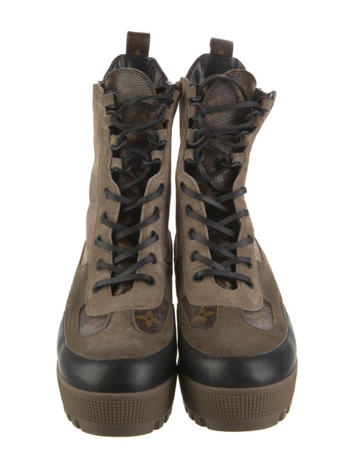 Louis Vuitton LV Monogram Suede Combat Boots