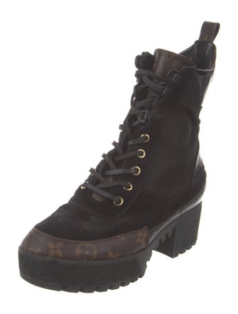 Louis Vuitton Monogram Pattern Leather Combat Boots