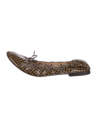 Louis Vuitton Damier Ebene Pattern Patent Leather Ballet Flats