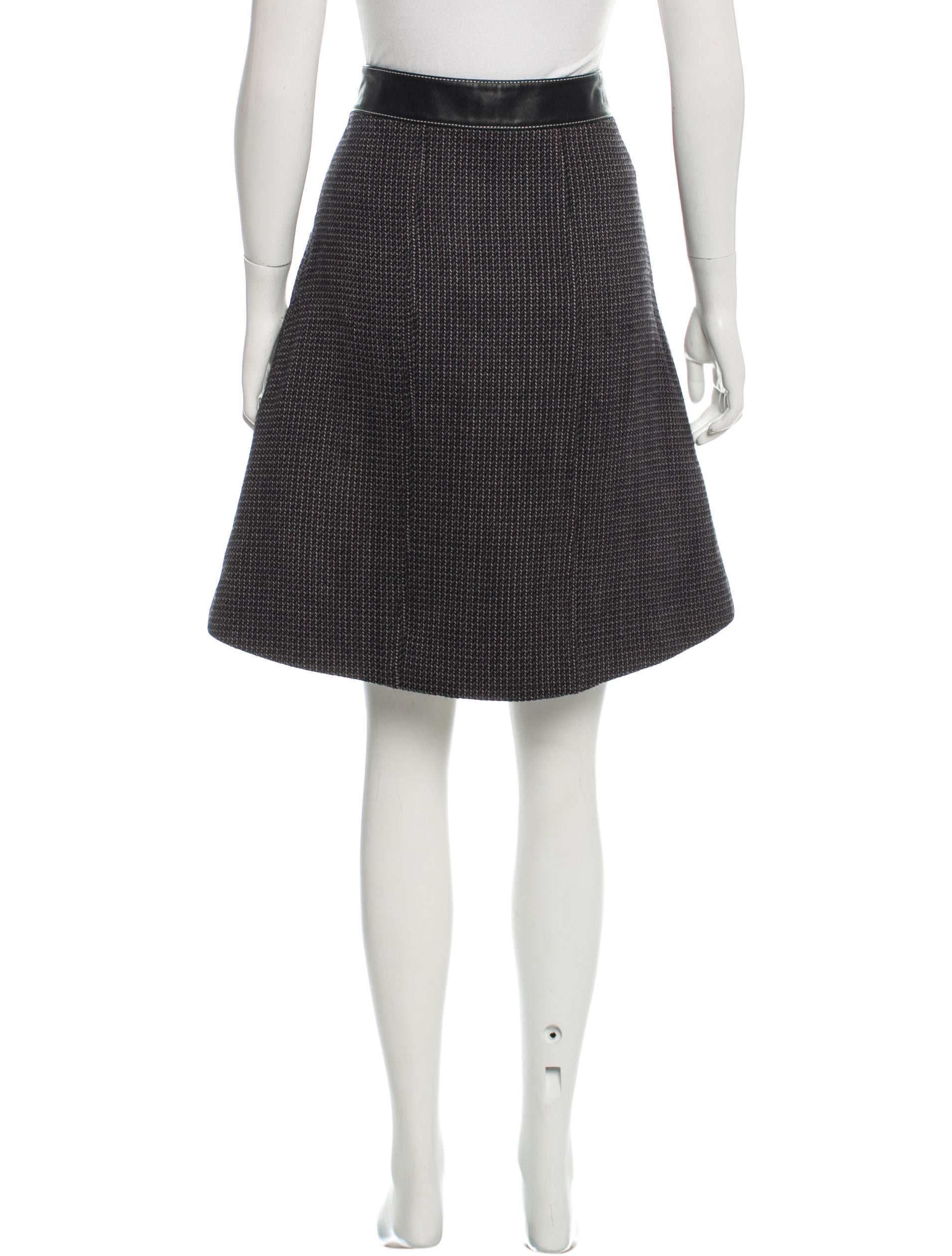 Louis Vuitton LeatherTrimmed Wool Skirt Clothing LOU112369 The RealReal