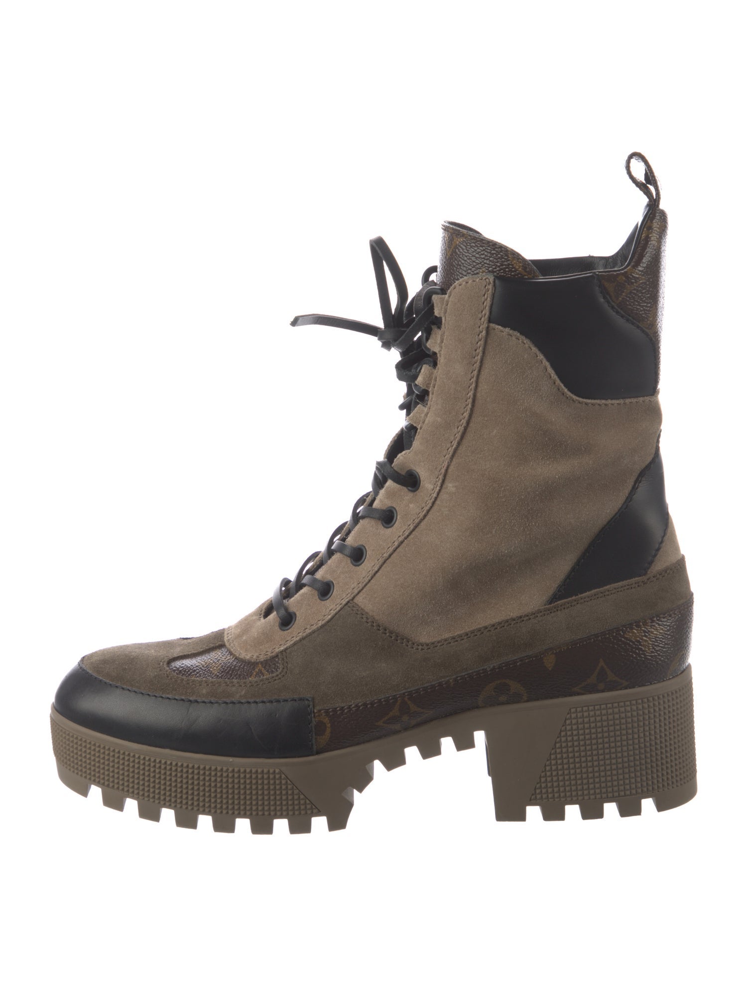 Louis Vuitton LV Monogram Suede Combat Boots