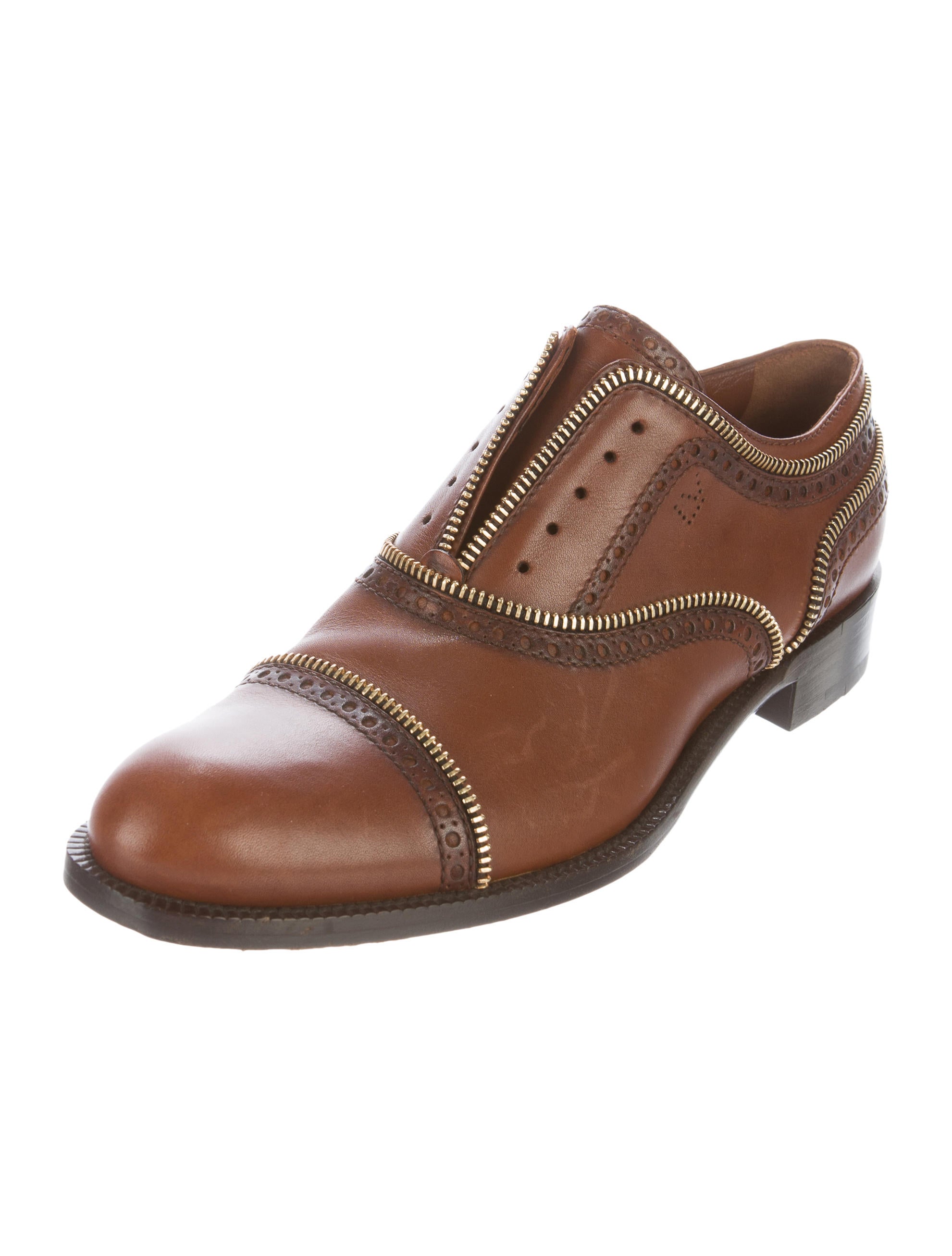 Louis Vuitton Leather Brogue Oxfords Brown Flats, Shoes LOU112467