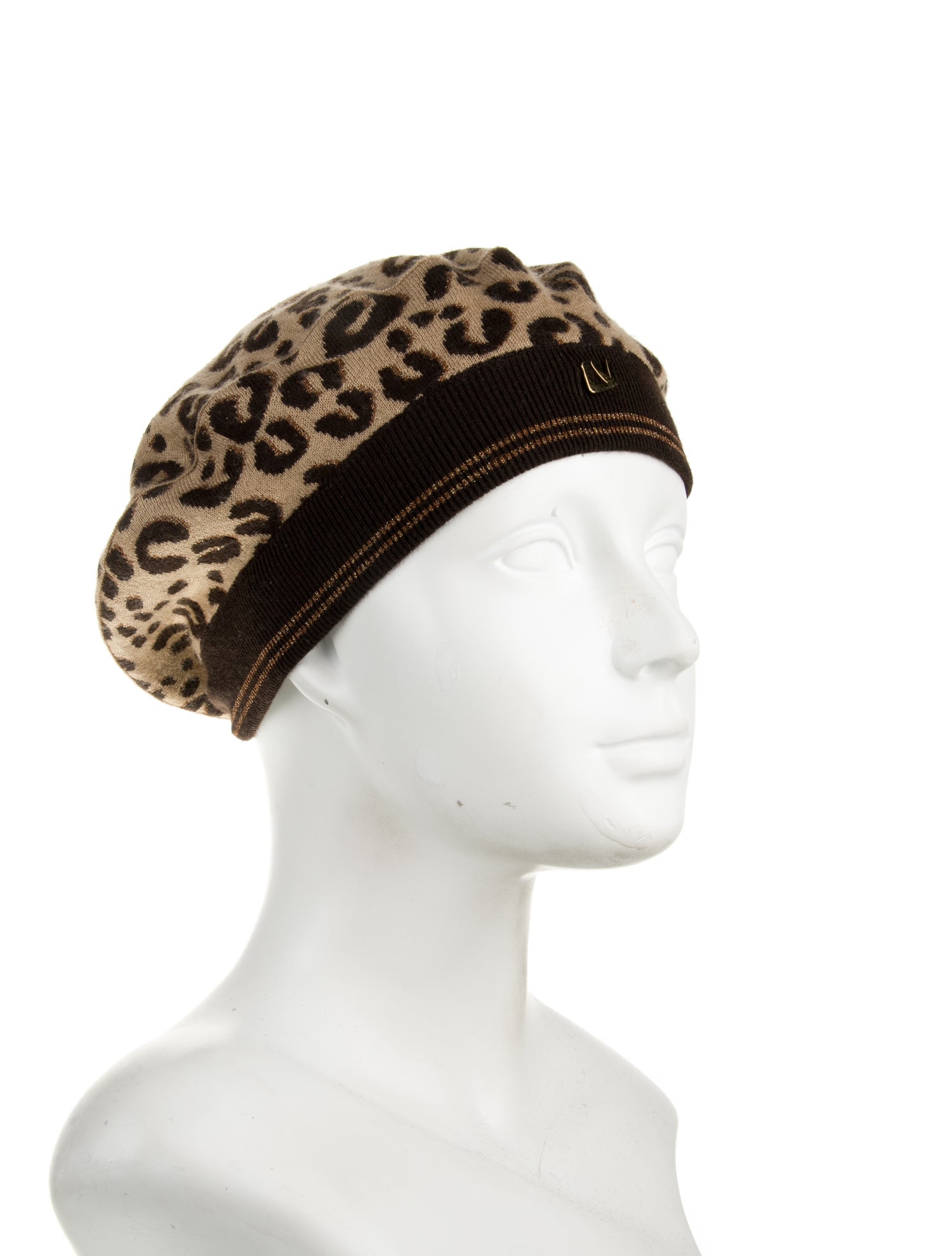 Louis Vuitton Metallic Leopard Cashmere & Silk-Blend Beret