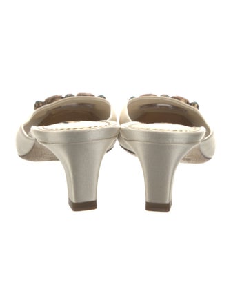 Louis Vuitton Satin Crystal Embellishments Mules