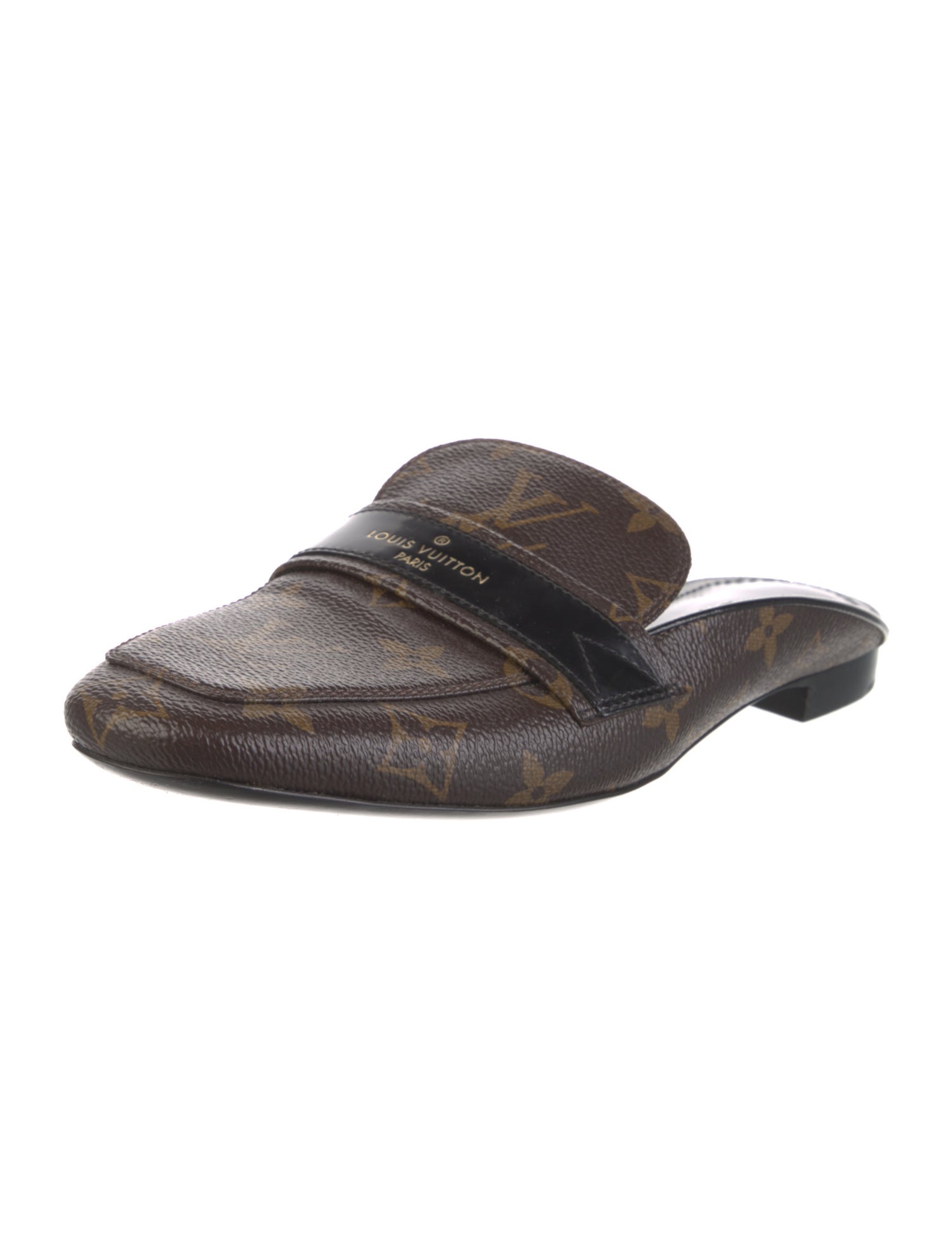 Louis Vuitton LV Monogram Leather Trim Embellishment Mules