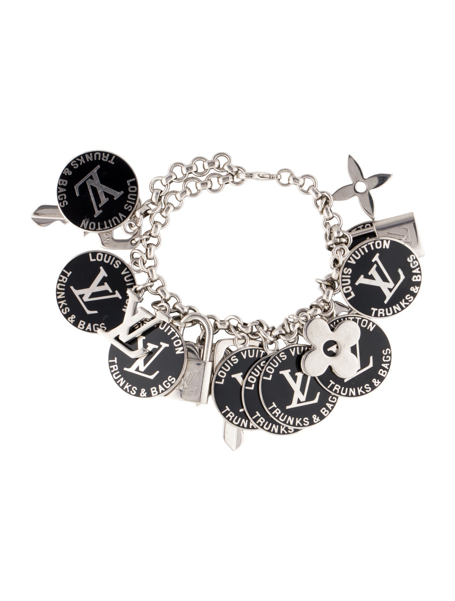 Louis Vuitton Enamel Trunks & Bags Charm Bracelet