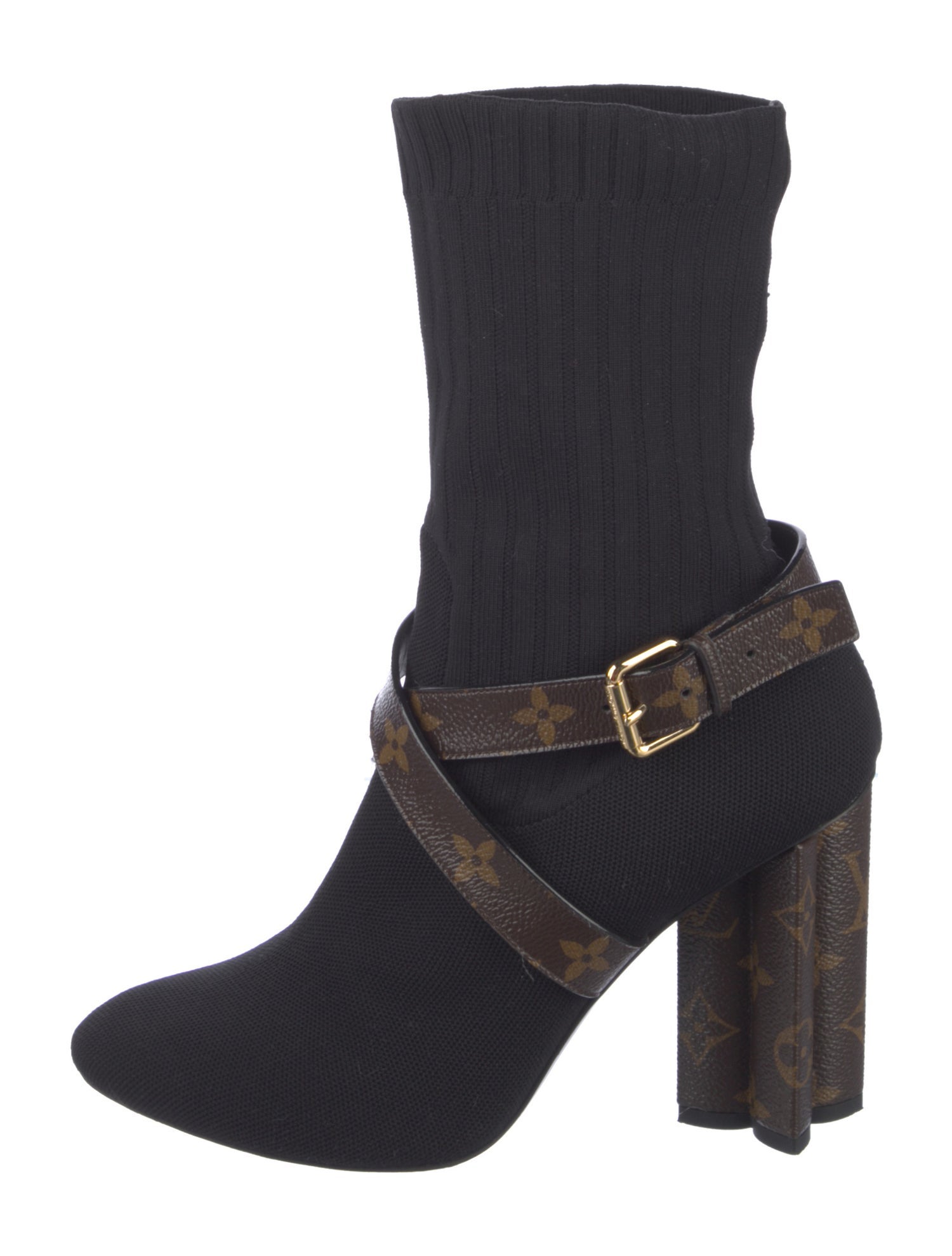 Louis Vuitton LV Monogram Leather Trim Embellishment Boots