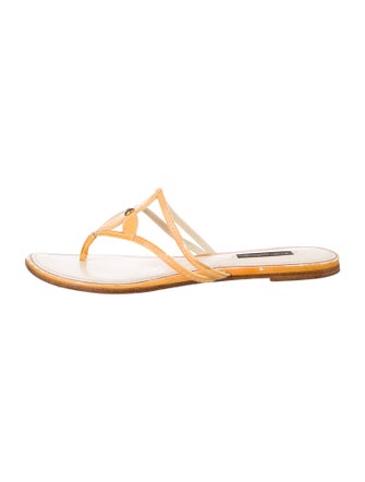 Louis Vuitton LV Monogram Patent Leather T-Strap Sandals