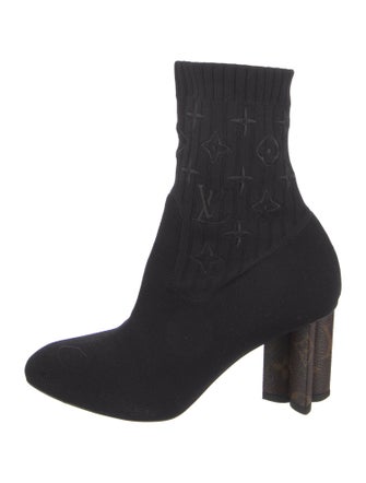 Louis Vuitton LV Monogram Embroidered Accent Sock Boots