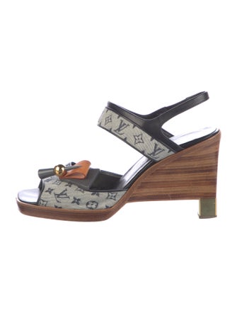 Louis Vuitton 2000 Monogram Mini Lin Pattern Slingback Sandals