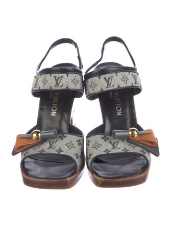 Louis Vuitton 2000 Monogram Mini Lin Pattern Slingback Sandals